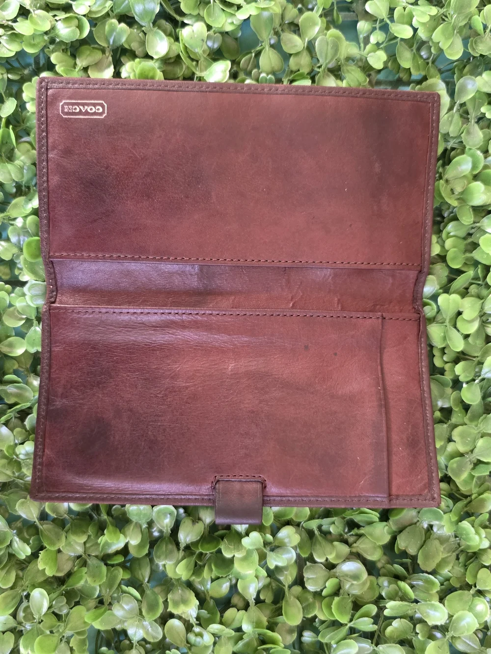 ​EUC Coach Vintage Brown Leather Checkbook Wallet Long Wallet